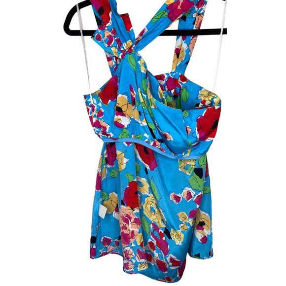 Yumi Kim 100% Silk Asymmetrical Cami Halter Bow Built In Bra Back Zip sz.S - Picture 8 of 16